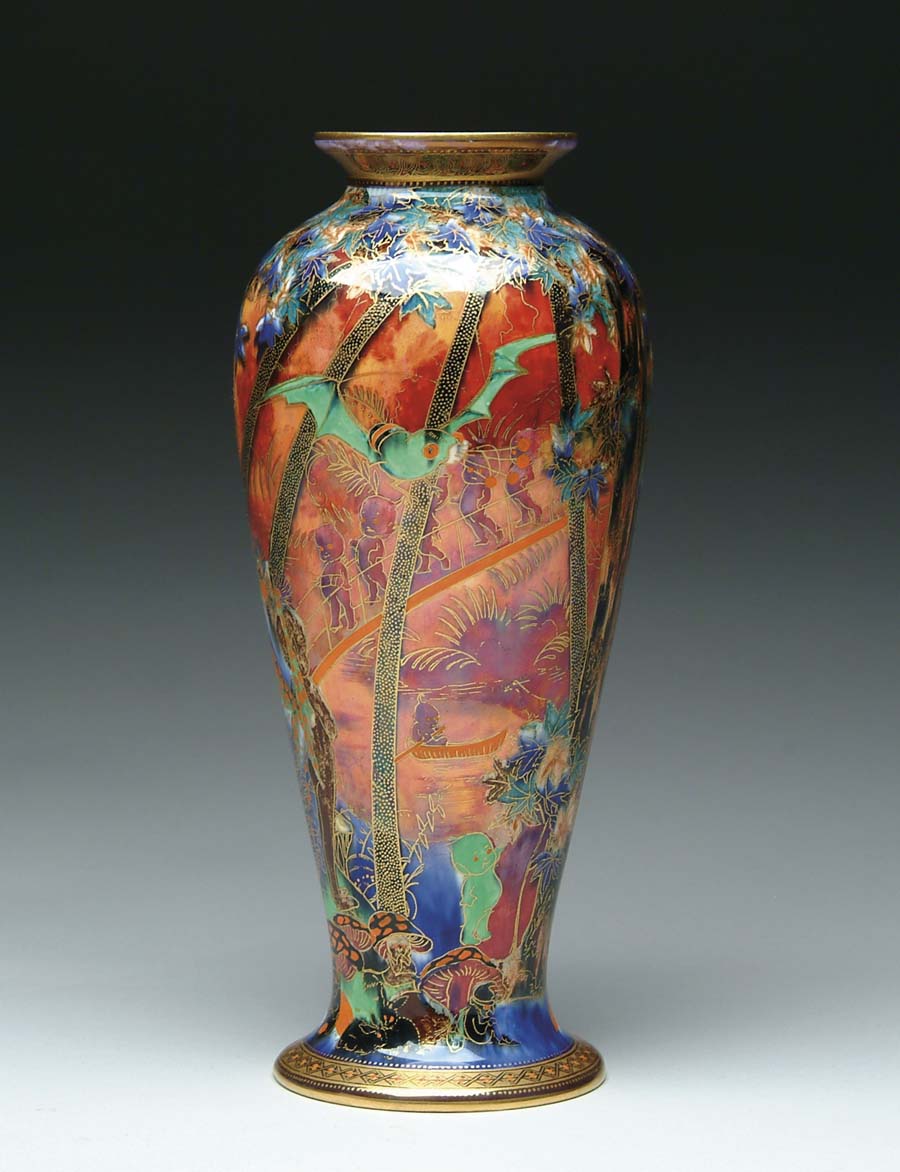 Appraisal: WEDGWOOD FAIRYLAND LUSTRE VASE Wonderful Imps on a Bridge pattern