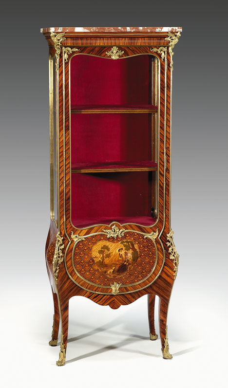 Appraisal: Louis XV style gilt bronze mounted kingwood and marquetry vitrine