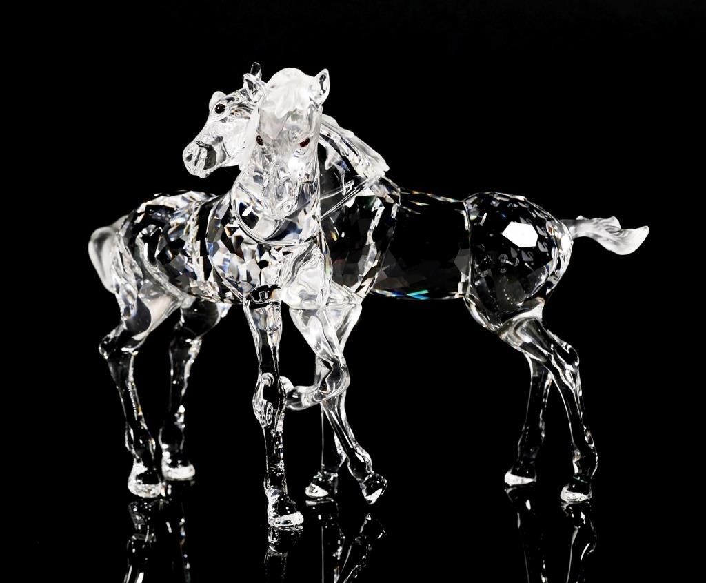 Appraisal: Swarovski crystal figurine of two horses Retired model Measures tall