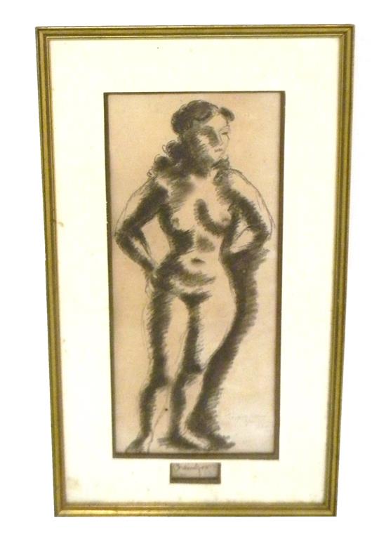 Appraisal: Chaim Gross Austrian-American - c black crayon drawing depicting front