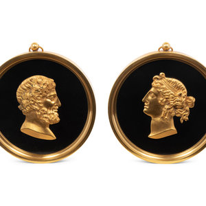 Appraisal: A Pair of Grand Tour Style Gilt Bronze Medallions Early