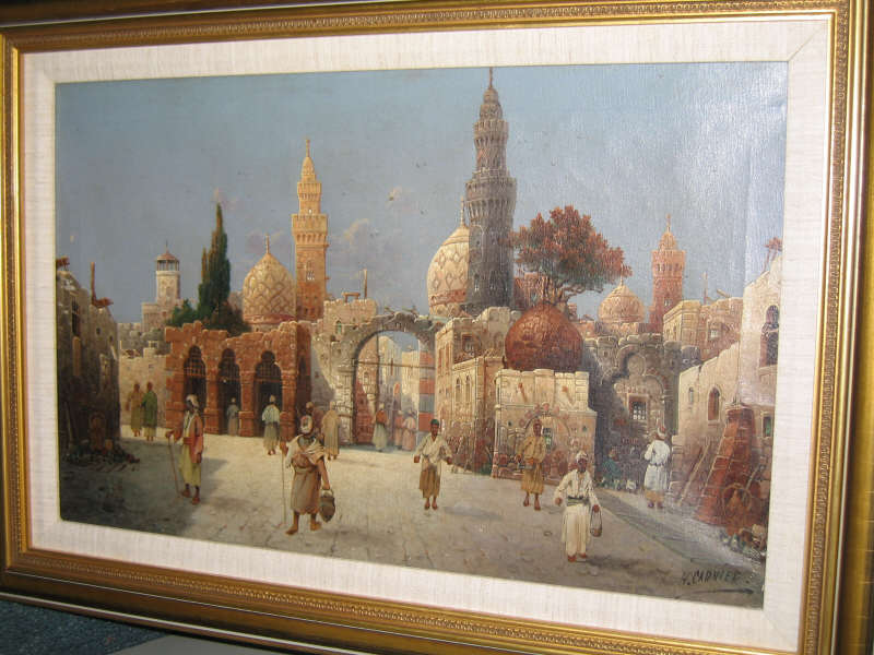 Appraisal: HENRI CARNIER BRITISH - Middle Eastern street view oil on