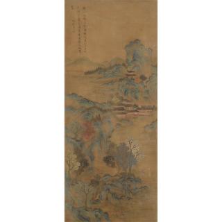 Appraisal: Manner of Wen Zhengming - Figural Landscape Hanging scroll ink