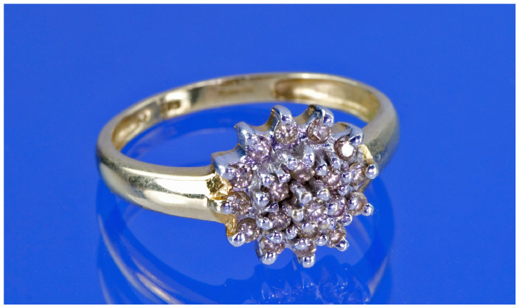 Appraisal: ct Gold Diamond Cluster Ring Fully Hallmarked Ring Size O