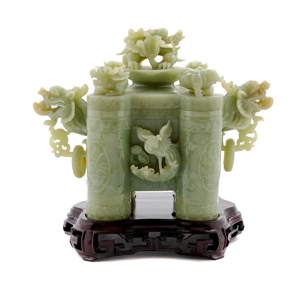 Appraisal: A Chinese Carved Nephrite Jade Vessel A Chinese Carved Nephrite