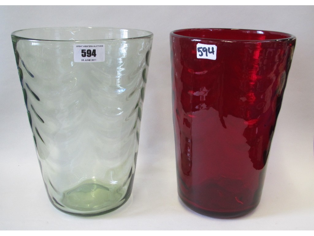 Appraisal: Two art glass bucket vases possibly Whitefriars