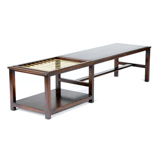 Appraisal: EDWARD WORMLEY DUNBAR Walnut and brass coffee table with lower