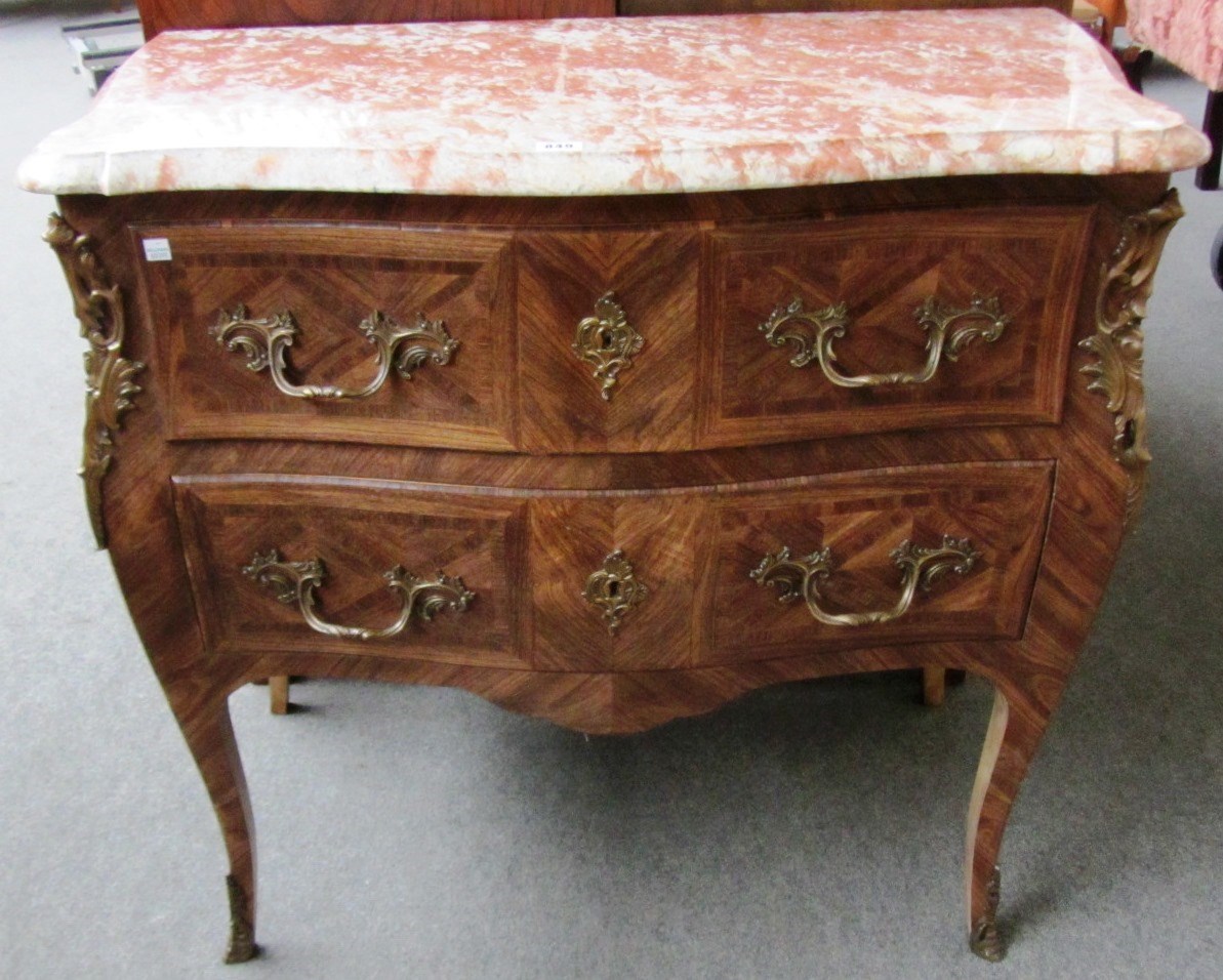 Appraisal: A Louis XV style gilt metal mounted kingwood commode the