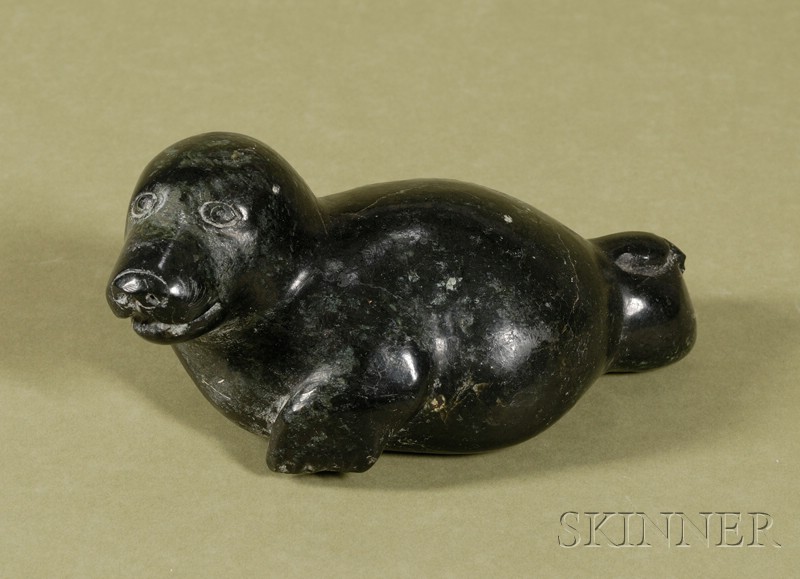 Appraisal: Inuit Carved Hardstone Figure of a Seal th century signed