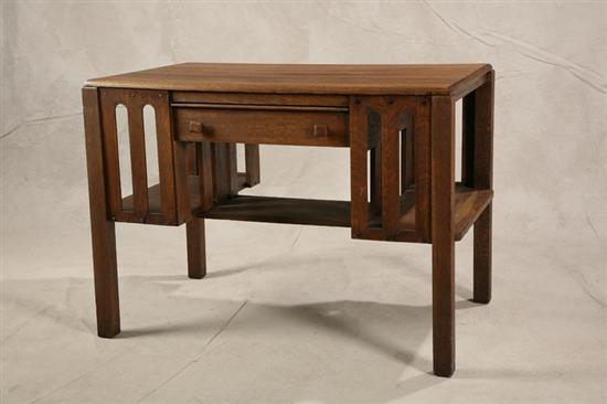 Appraisal: ARTS CRAFTS LIBRARY DESK Oak desk in mellow finish Drawer