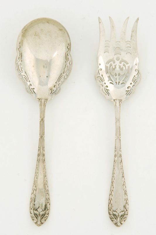 Appraisal: DOMINICK HAFF STERLING SILVER SALAD FORK AND SPOON In the