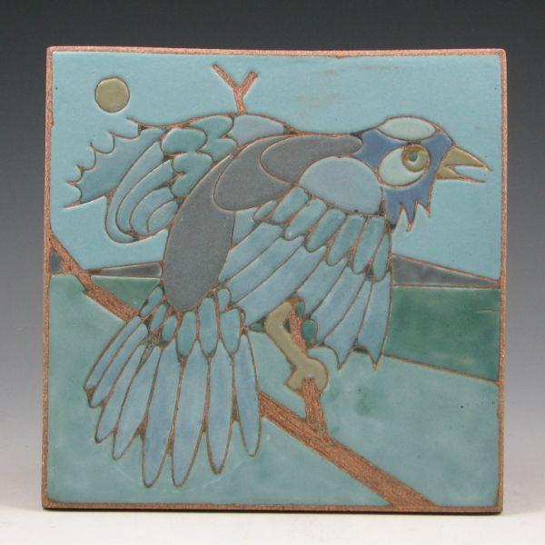 Appraisal: Kurt Wild tile with magpie decoration Signed Wild Mint square