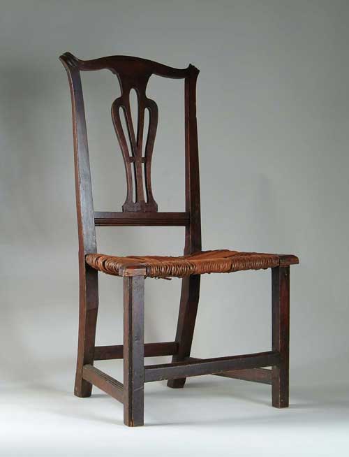 Appraisal: NEW HAMPSHIRE COUNTRY CHIPPENDALE SIDE CHAIR Pierced splat square molded