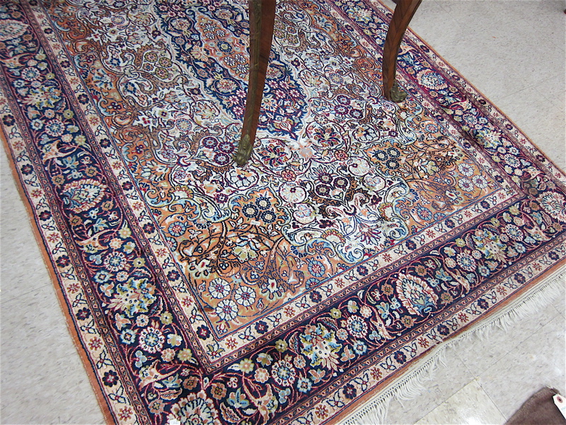 Appraisal: HAND KNOTTED ORIENTAL AREA RUG Indo-Persian art silk floral and