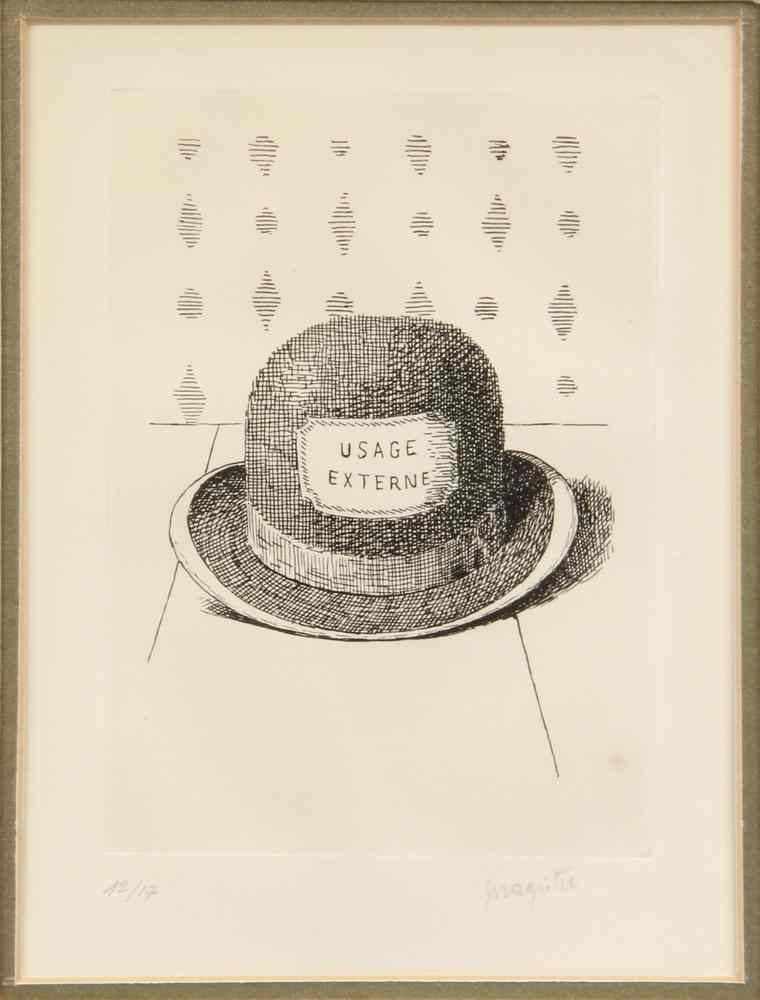 Appraisal: ETCHING - 'Usage Externe' or 'Le Bouchon d'Epouvante' by Rene