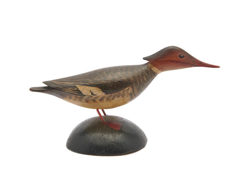 Appraisal: A ELMER CROWELL Miniature Red Breasted Merganser female stamped A