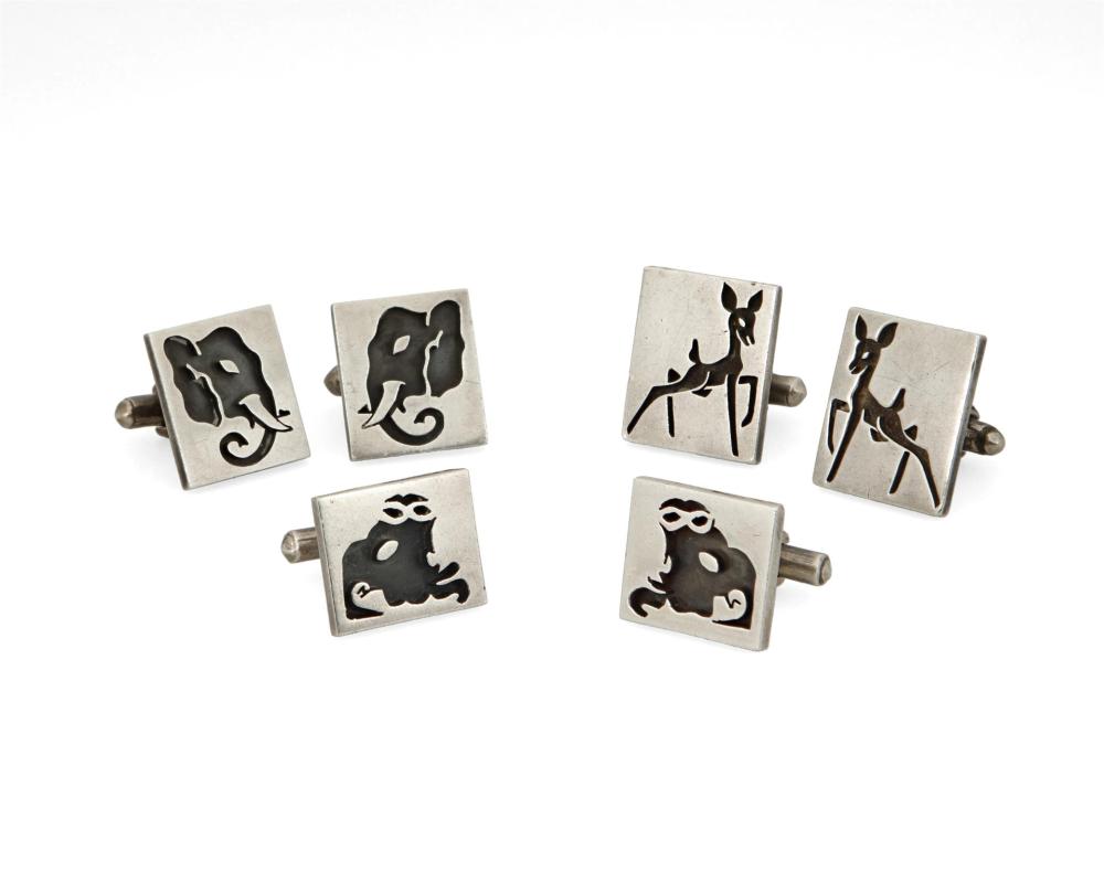 Appraisal: A group of Antonio Pineda silver cufflinks Antonio Pineda -