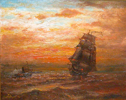 Appraisal: Early Evening in the Harbor Ebert Carlos Ohio oil on