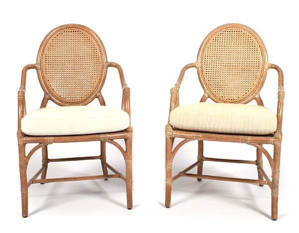 Appraisal: A group of four McGuire rattan chairs comprising a pair