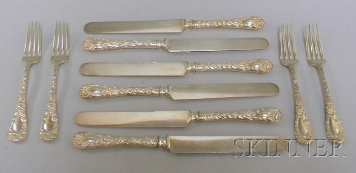 Appraisal: Approximately Ten Pieces of Sterling Flatware set of six repousse