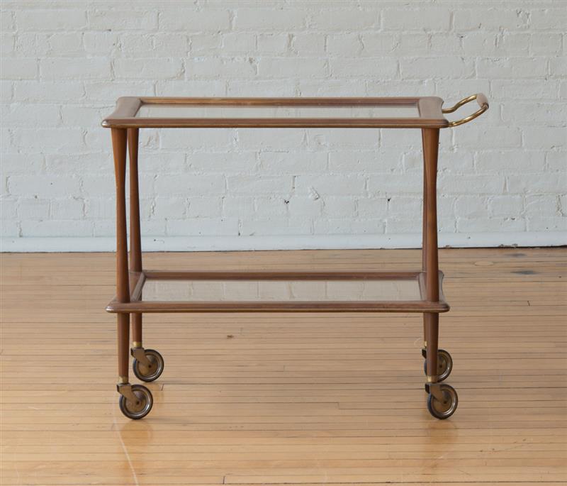 Appraisal: MID-CENTURY MODERN WALNUT BAR CART STYLE OF ICO PARISI x