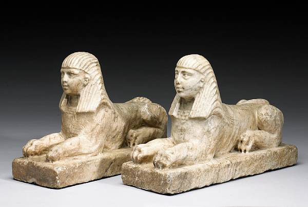 Appraisal: A pair of Regency marble sphinxes early th century Each