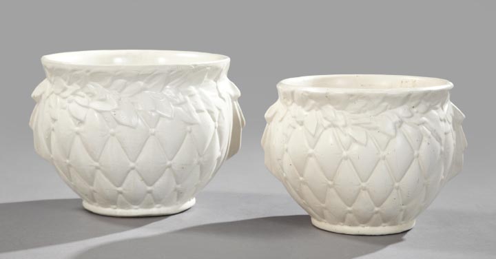 Appraisal: Graduated Pair of McCoy Matte White Pottery Quilted Jardinieres second