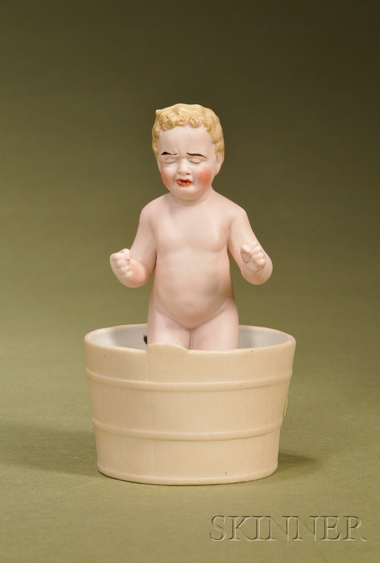 Appraisal: German Bisque Novelty Figure of a Bathing Baby late th