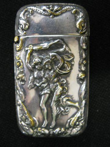 Appraisal: Art Nouveau Victorian Match Safe boy girl frolicking gryphons at