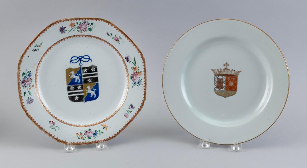 Appraisal: TWO CHINESE EXPORT ARMORIAL PORCELAIN PLATES TH TH CENTURYTWO CHINESE