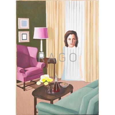 Appraisal: Sandra Scolnik American b Self-Portrait in Traditional Living Room Oil