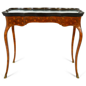 Appraisal: A Louis XVI Style Parquetry Side Table TH CENTURY with