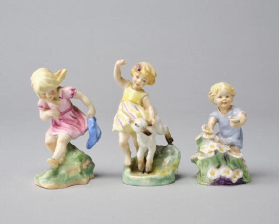 Appraisal: THREE MONTHS OF THE YEAR FIGURINESThree Royal Worcester Freda Doughty