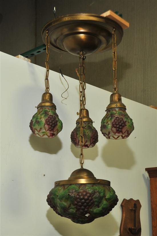 Appraisal: HANGING HALL LIGHT American early th century Four part brass