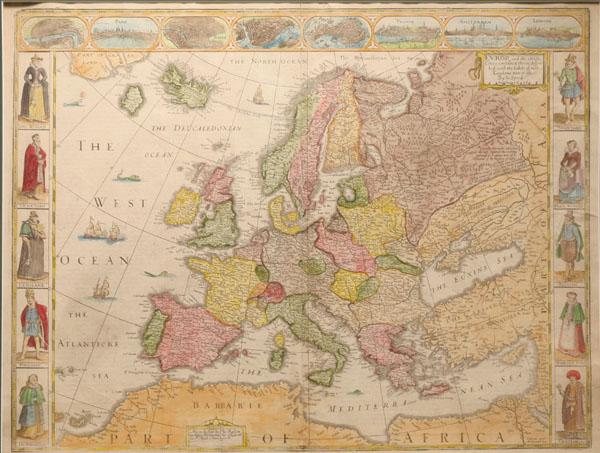 Appraisal: Map of Europe by John Speed hand colored engraving bordered