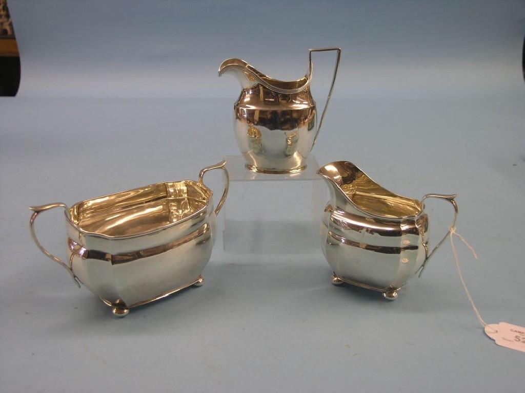 Appraisal: Silver teaware two-handled sugar bowl and matching milk jug Chester