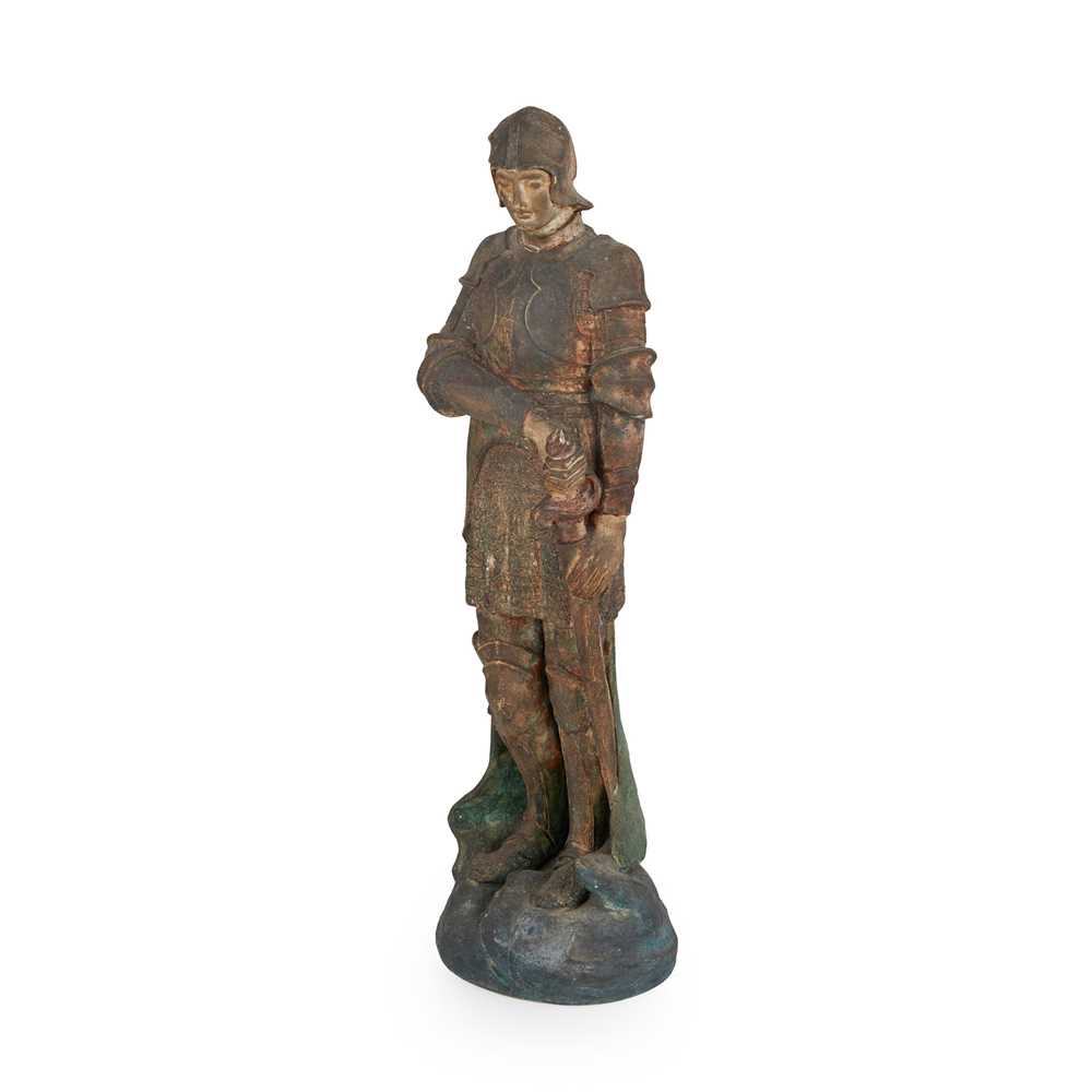 Appraisal: COMPTON POTTERS ART GUILD FIGURE OF ST GEORGE CIRCA tempera-painted