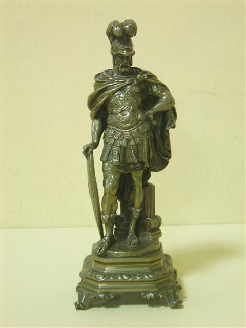 Appraisal: GILT-BRONZE FIGURE OF MARS Mounted above a stepped canted plinth