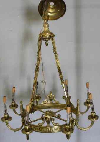 Appraisal: Empire Style Gilt Metal Light Chandelier From a Manhattan lighting