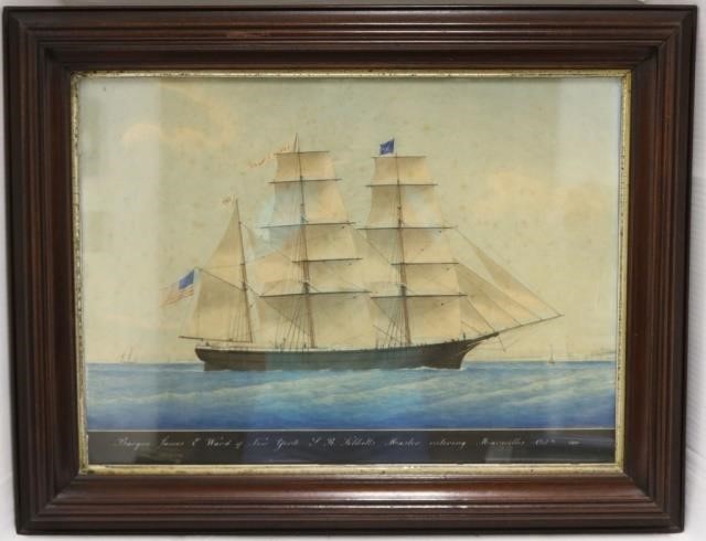 Appraisal: TH C WATERCOLOR OF BARQUE JAMES E WARD OFNEW YORK