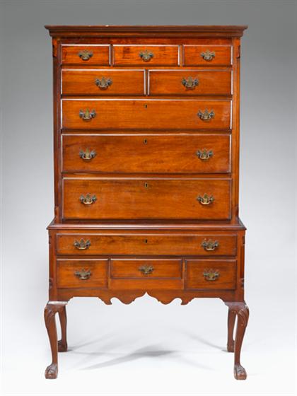 Appraisal: Chippendale walnut high chest pennsylvania In two parts the upper