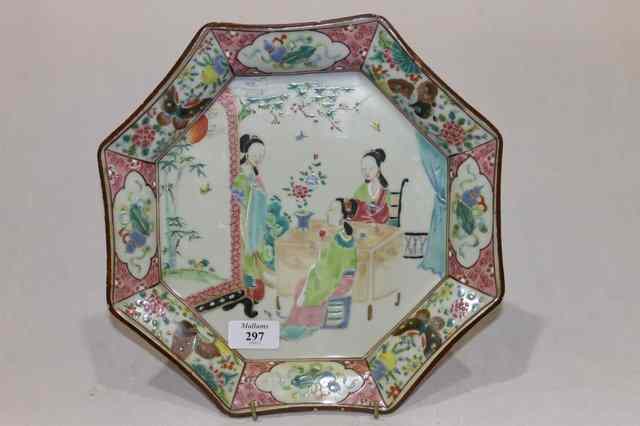 Appraisal: A CHINESE OCTAGONAL DISH decorated in famille rose enamels with