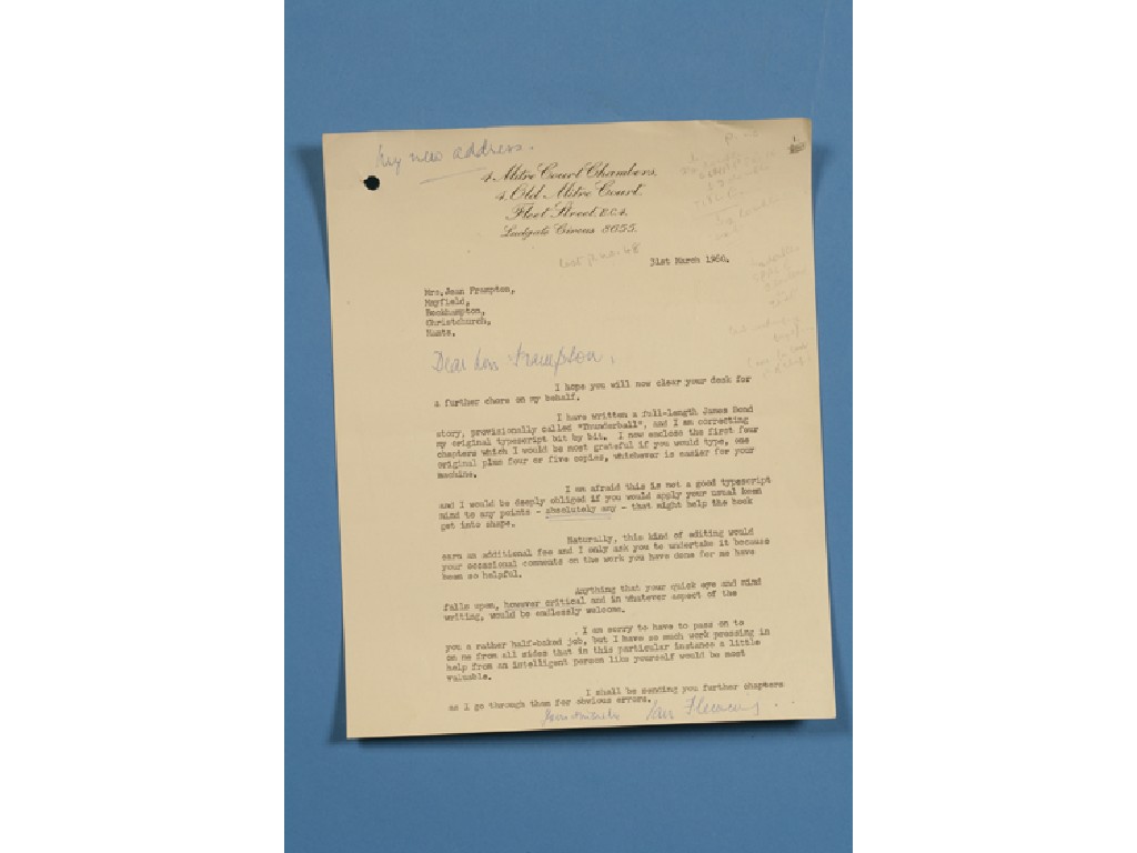 Appraisal: IAN FLEMING A collection of four autographed letters by Ian