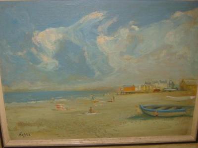 Appraisal: NORMAN HEPPLE Children Playing on a Beach signed x painted