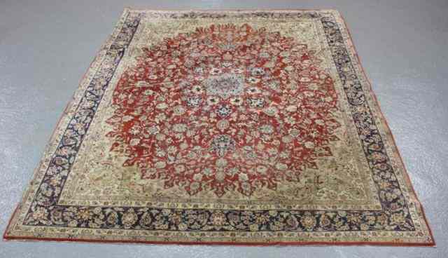 Appraisal: Small Room Size Persian Center Medallion Carpet Very finely knotted