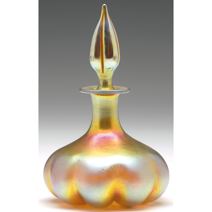 Appraisal: Steuben perfume bottle with stopper gold aurene glass h