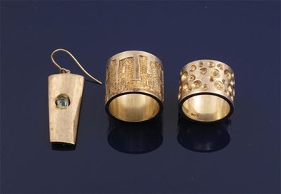 Appraisal: No Reserve Desmond Clen-Murphy Two silver rings with gilt decoration