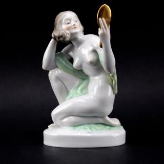 Appraisal: Herend Art Deco Nude Handpainted Porcelain Figurine Herend Art Deco