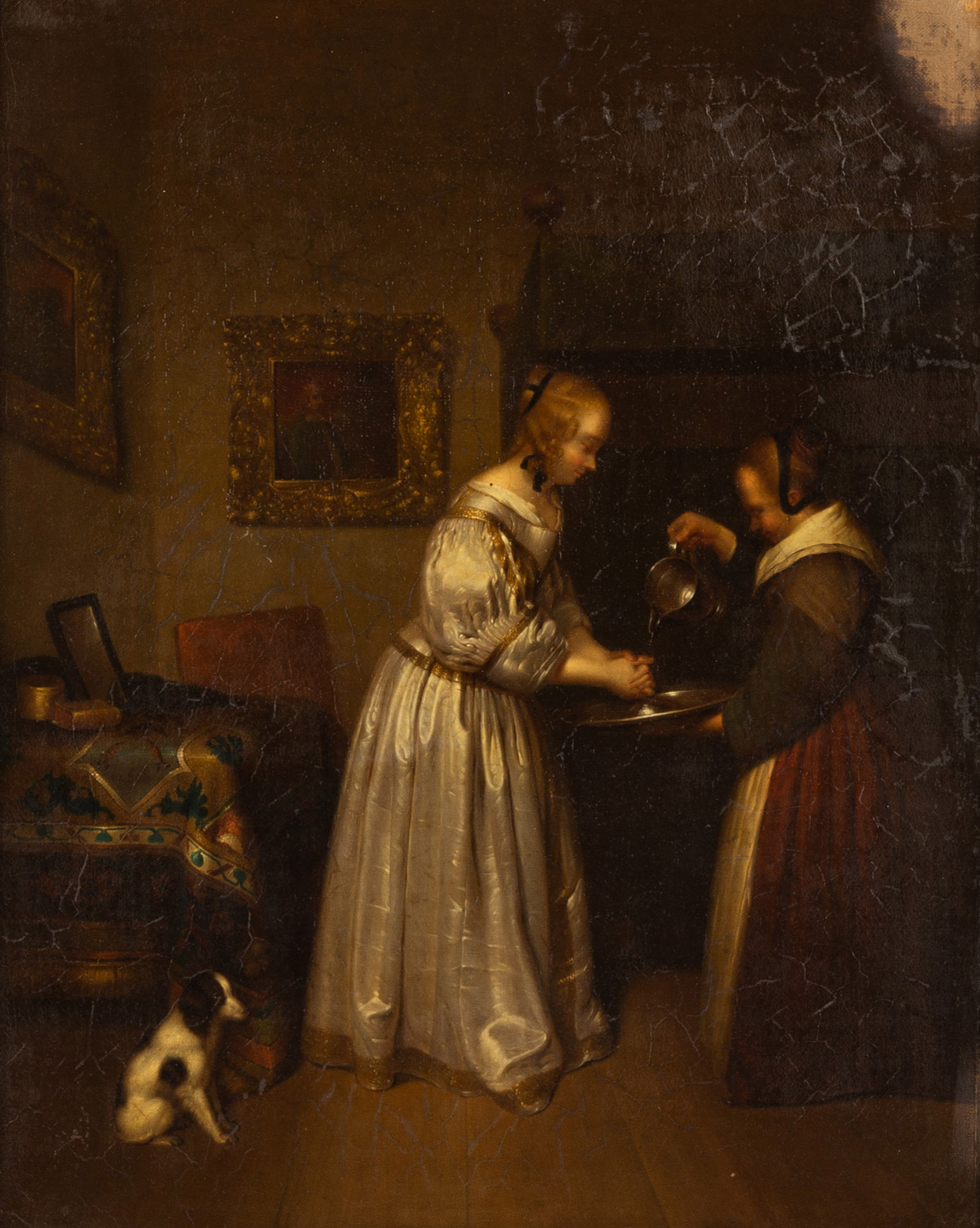 Appraisal: AFTER GERARD TER BORCH THE YOUNGER DUTCH - LADY WASHING