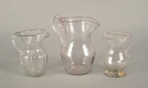 Appraisal: Three pattern molded blown glass pitchers including two Pittsburgh and